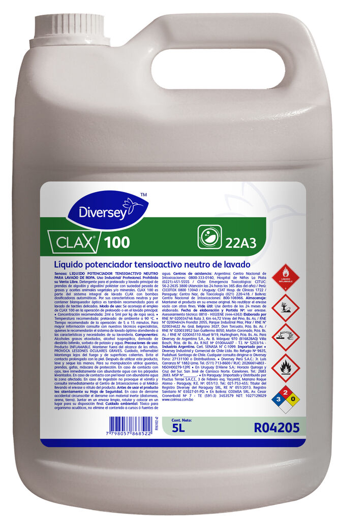 CLAX 100 22A3 4x5L - DETERGENTE DE LAVADO PRINCIPAL